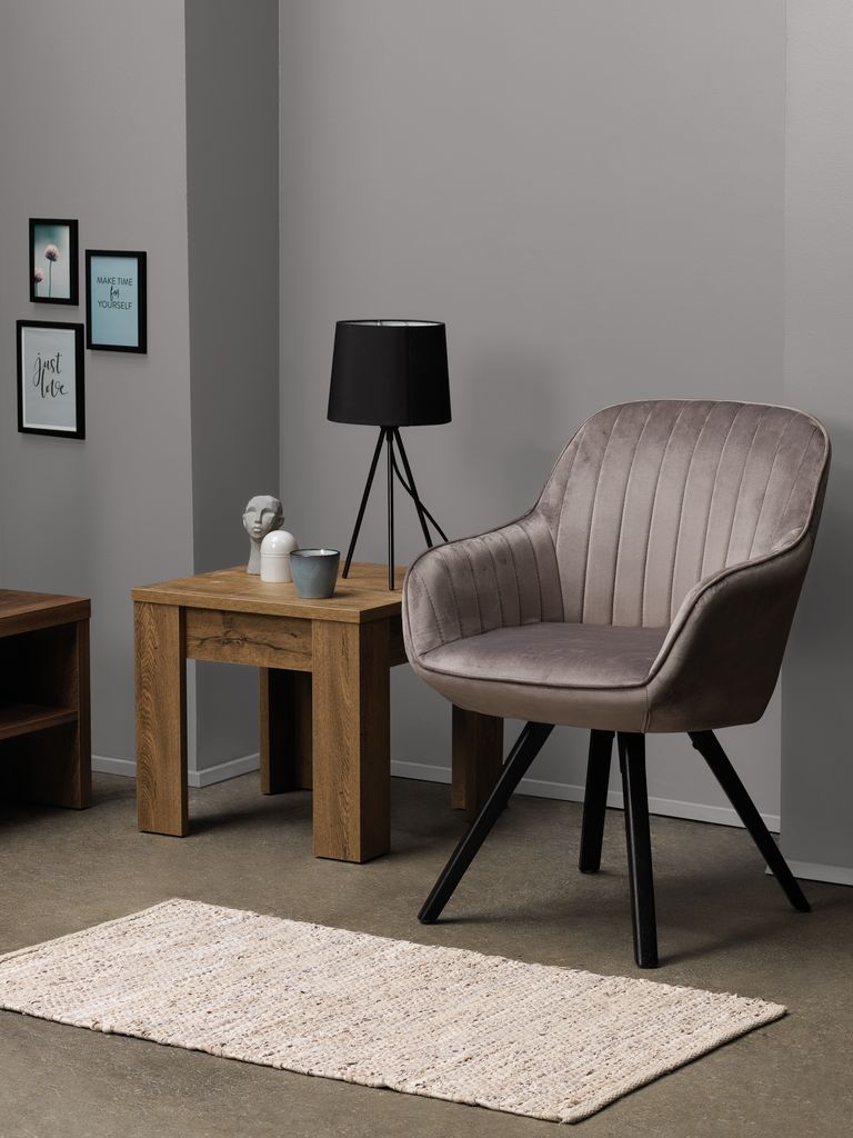 Armchair velvet grey/black