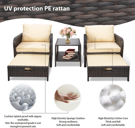 Balcony Furniture 5 Piece Patio Conversation Set
