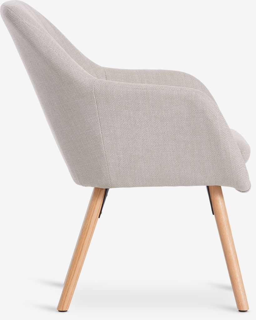 Armchair  beige fabric/oak