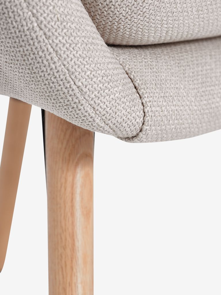 Armchair  beige fabric/oak