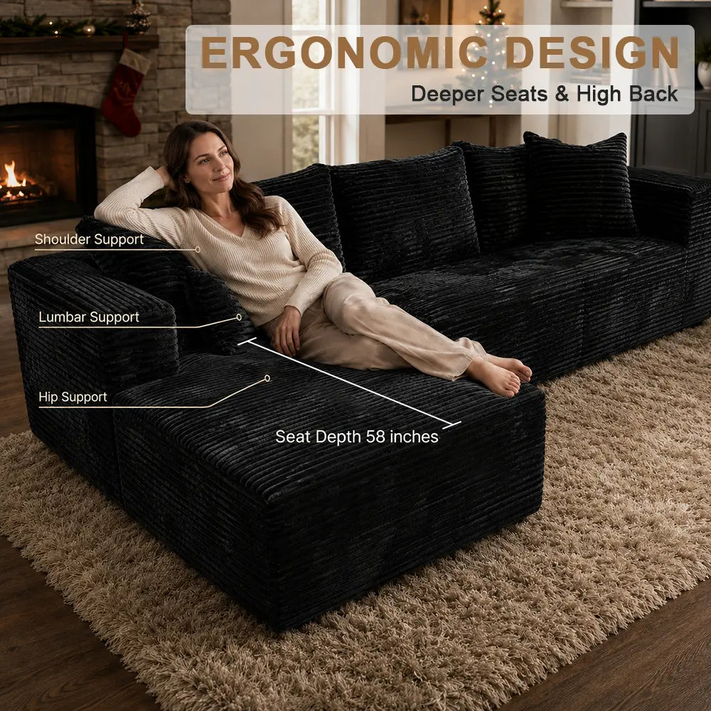 Modern Modular L-Shaped Velvet Recliner Sofa Set