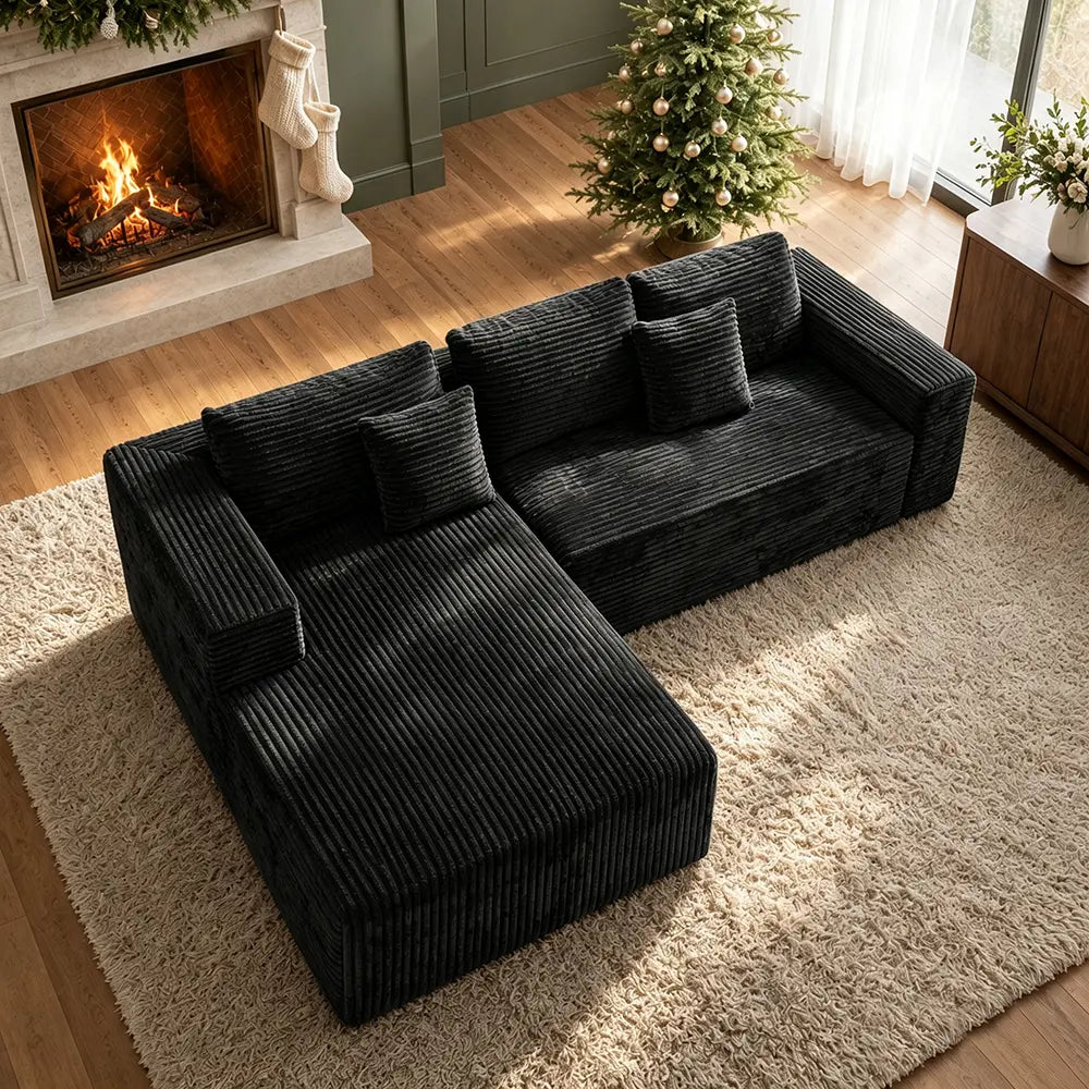 Modern Modular L-Shaped Velvet Recliner Sofa Set