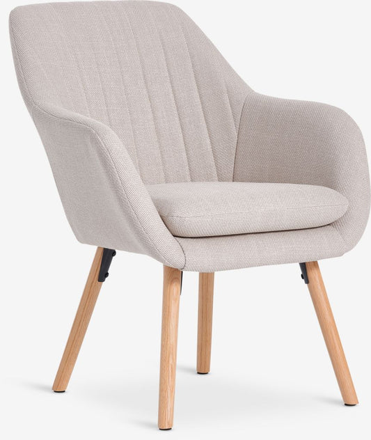 Armchair  beige fabric/oak