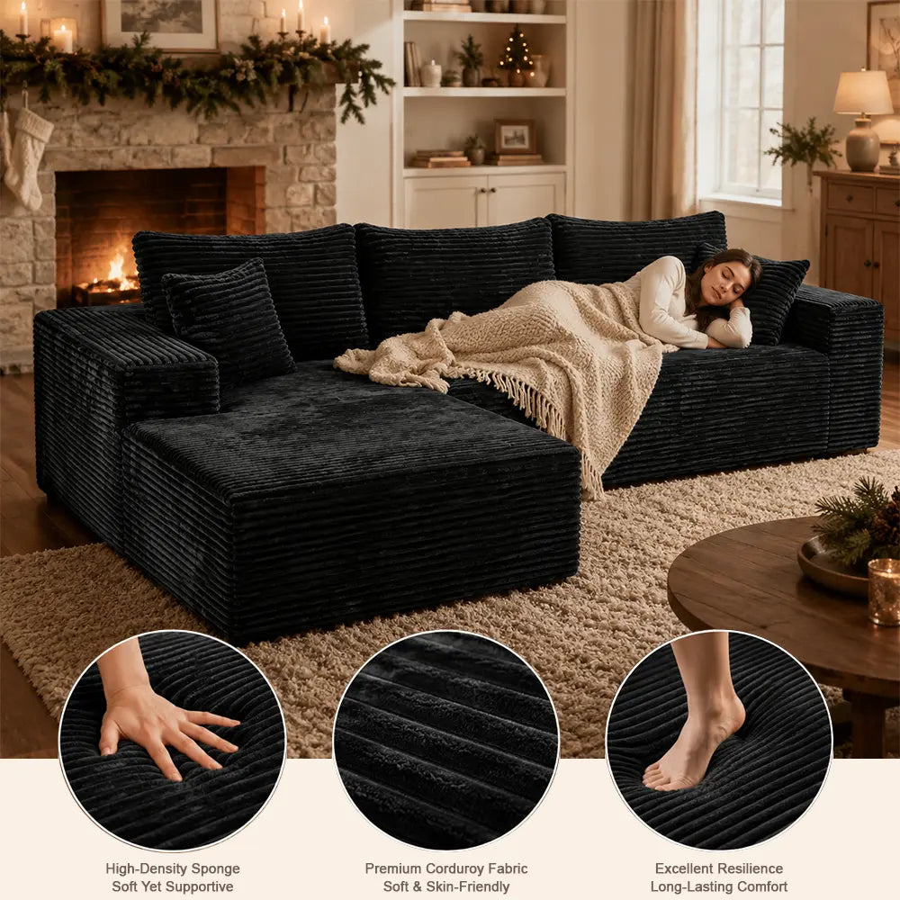 Modern Modular L-Shaped Velvet Recliner Sofa Set