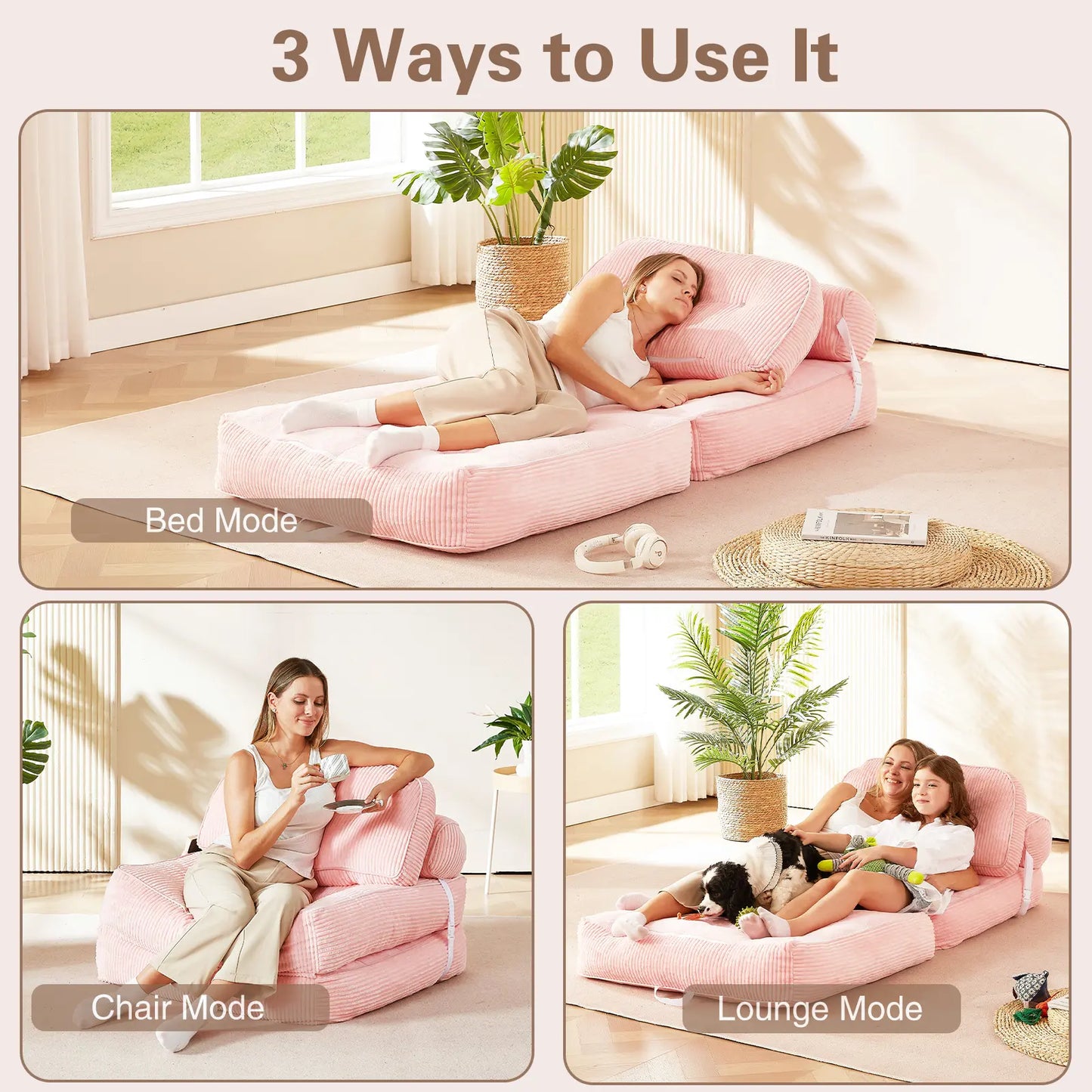 Convertible Folding Couch - Modern Space-Saving Sleeper Bed