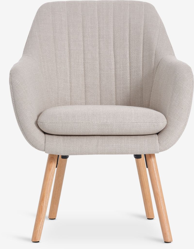Armchair  beige fabric/oak