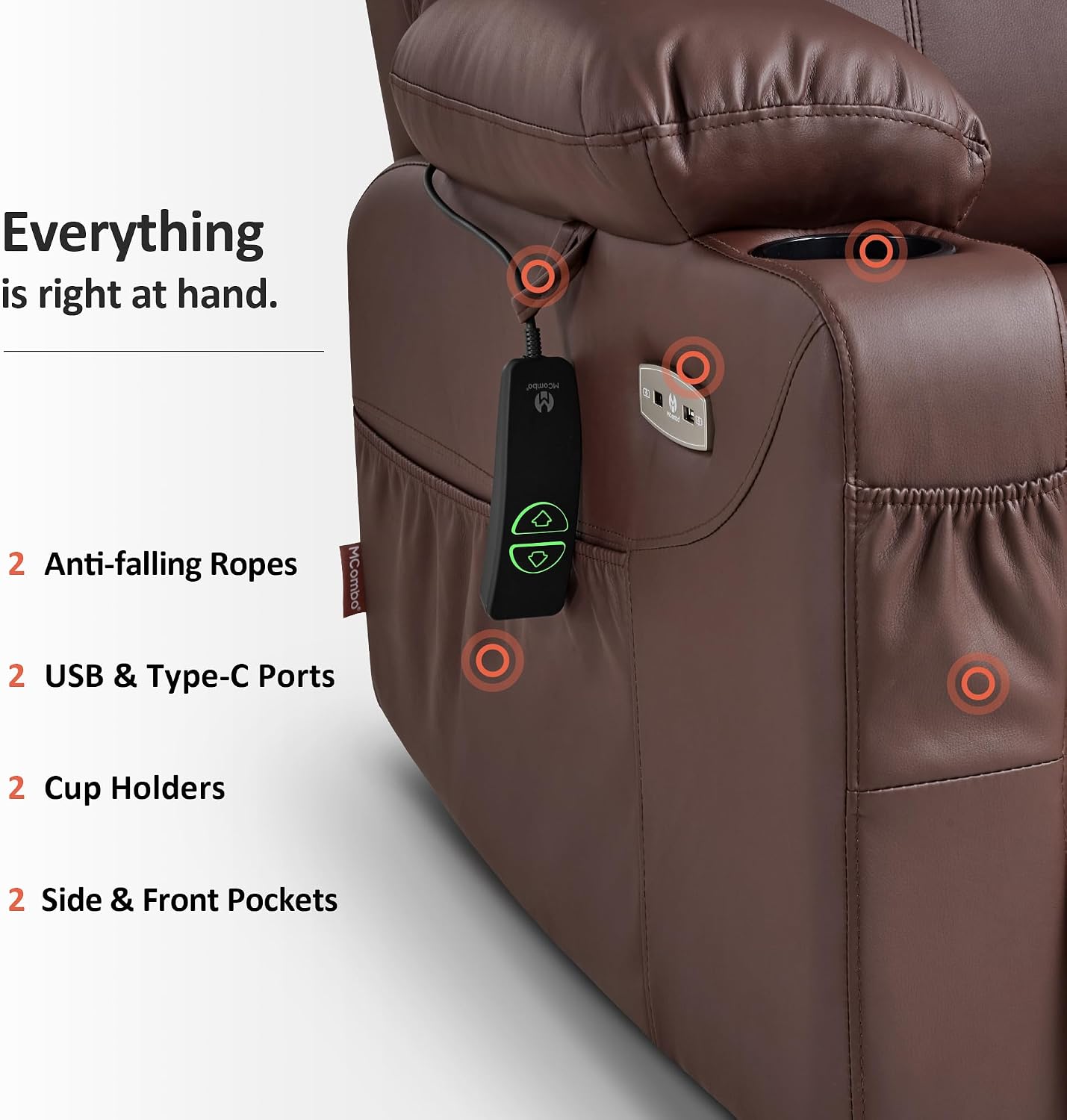 Electric Power Lift Recliner Chair Sofa with Massage and Heat for Elderly