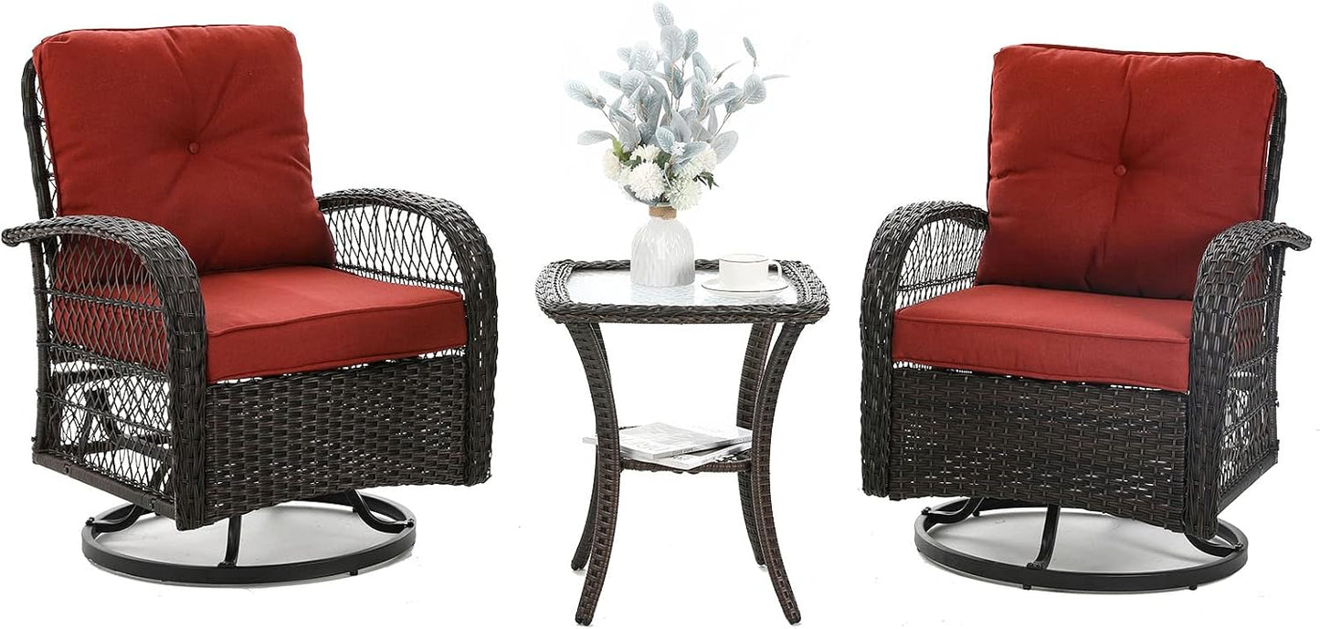 Patio Furniture Set 3 Pieces, Outdoor Swivel Glider Rocker Bistro Set