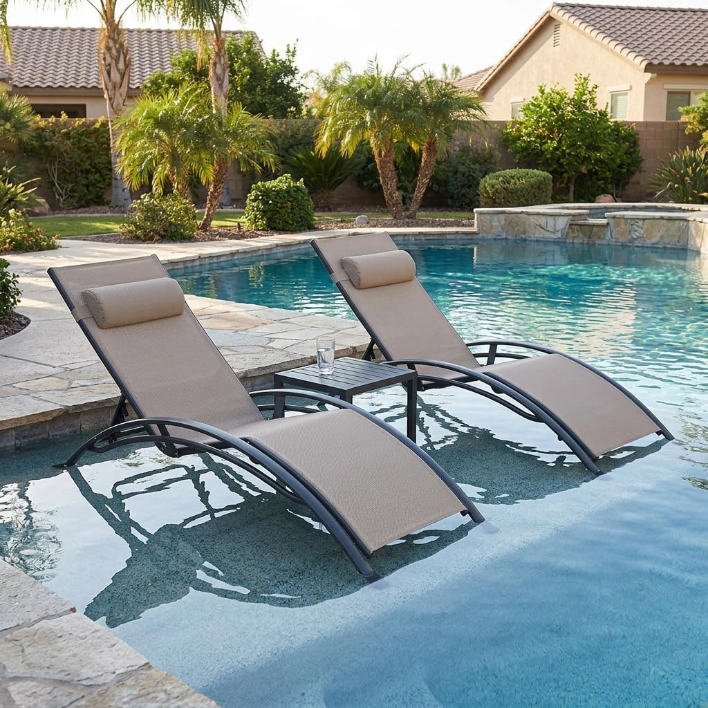 Pool Chaise Lounge Set of 3