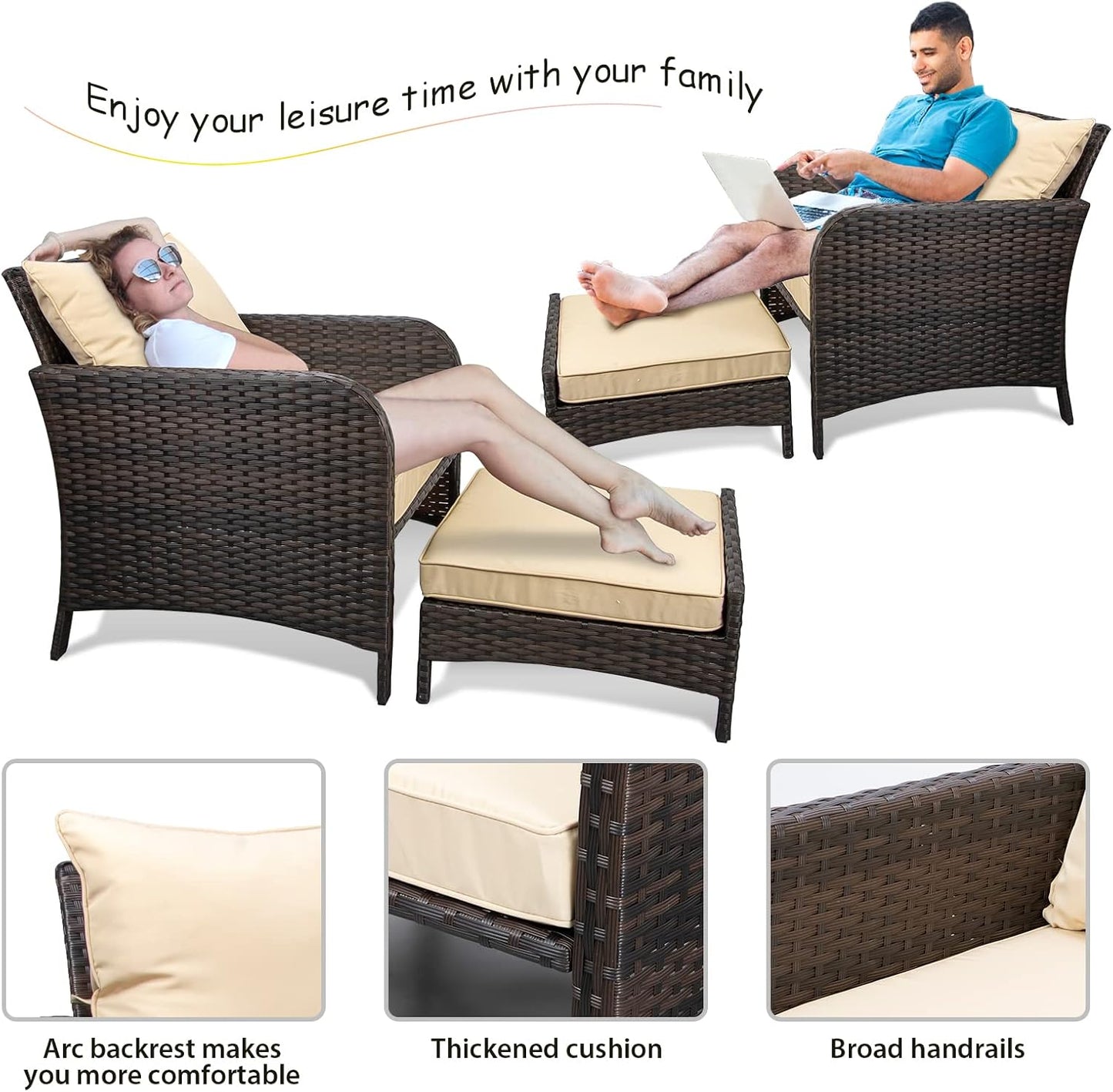 Balcony Furniture 5 Piece Patio Conversation Set