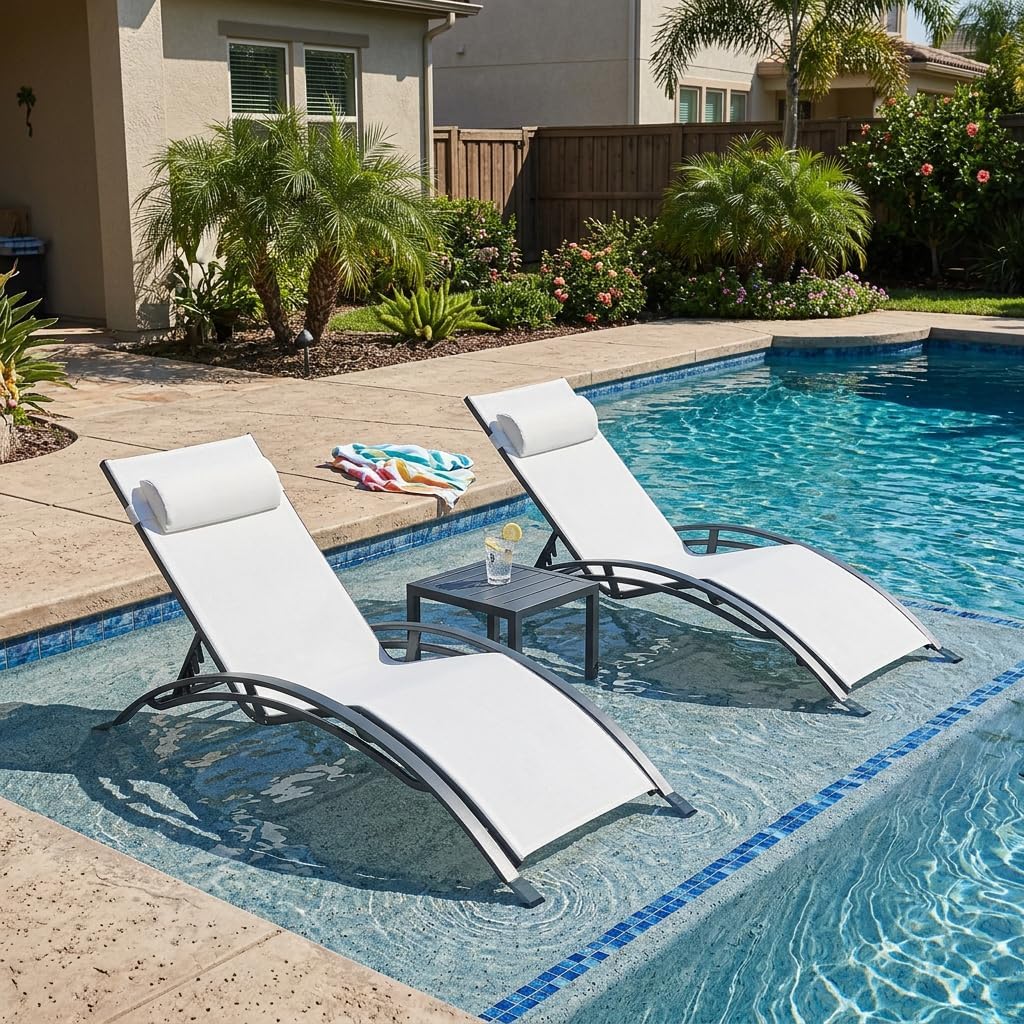 Pool Chaise Lounge Set of 3