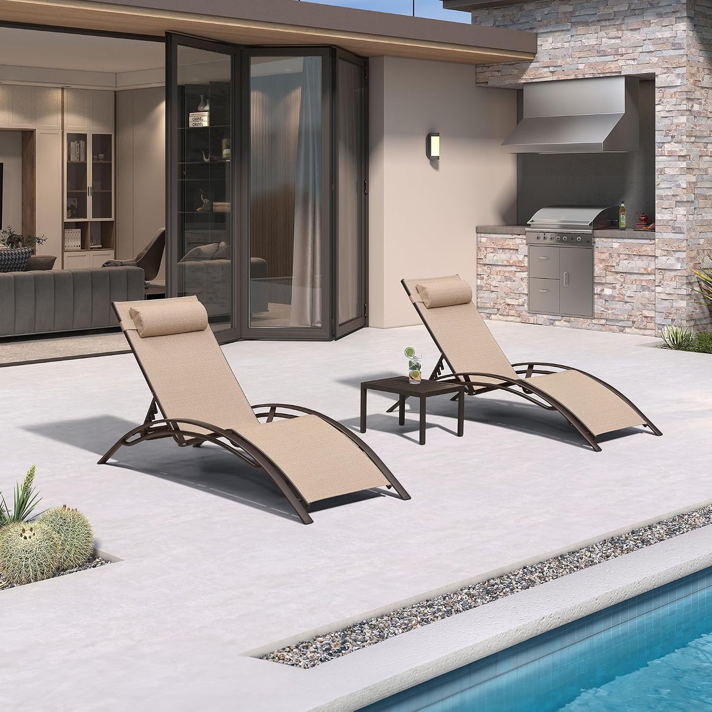 Pool Chaise Lounge Set of 3