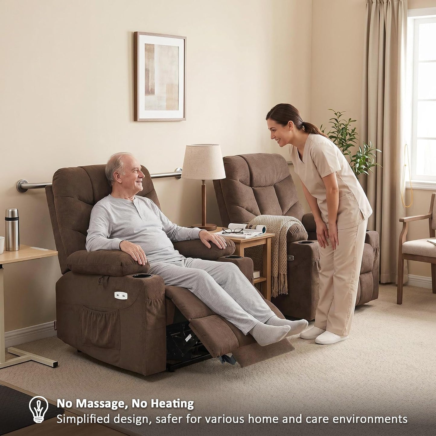 Power Lift Recliner Chair for Elderly,  Assist with Standing, 140° Recline, 4.7" Extra Footrest, USB/Type-C ports, Cup Holder, Easy Assembly, FSC Certified
