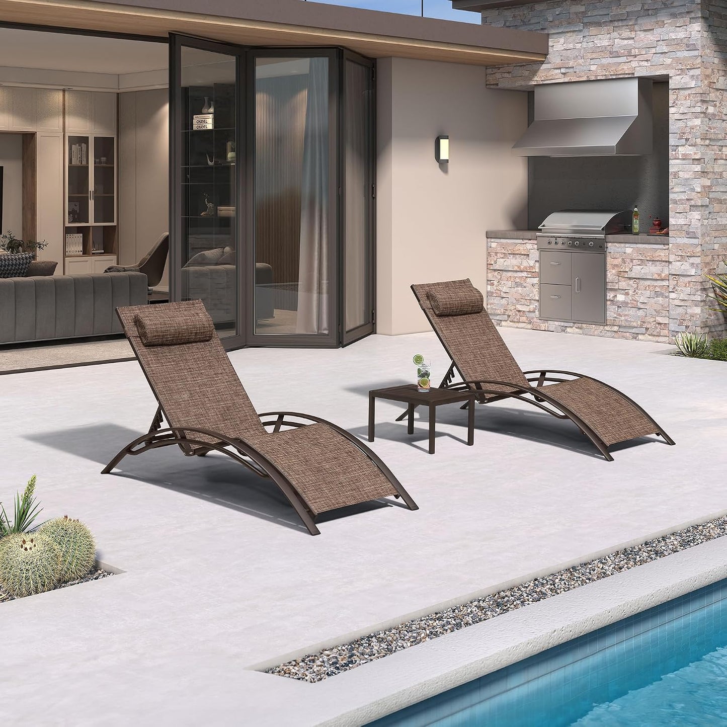 Pool Chaise Lounge Set of 3
