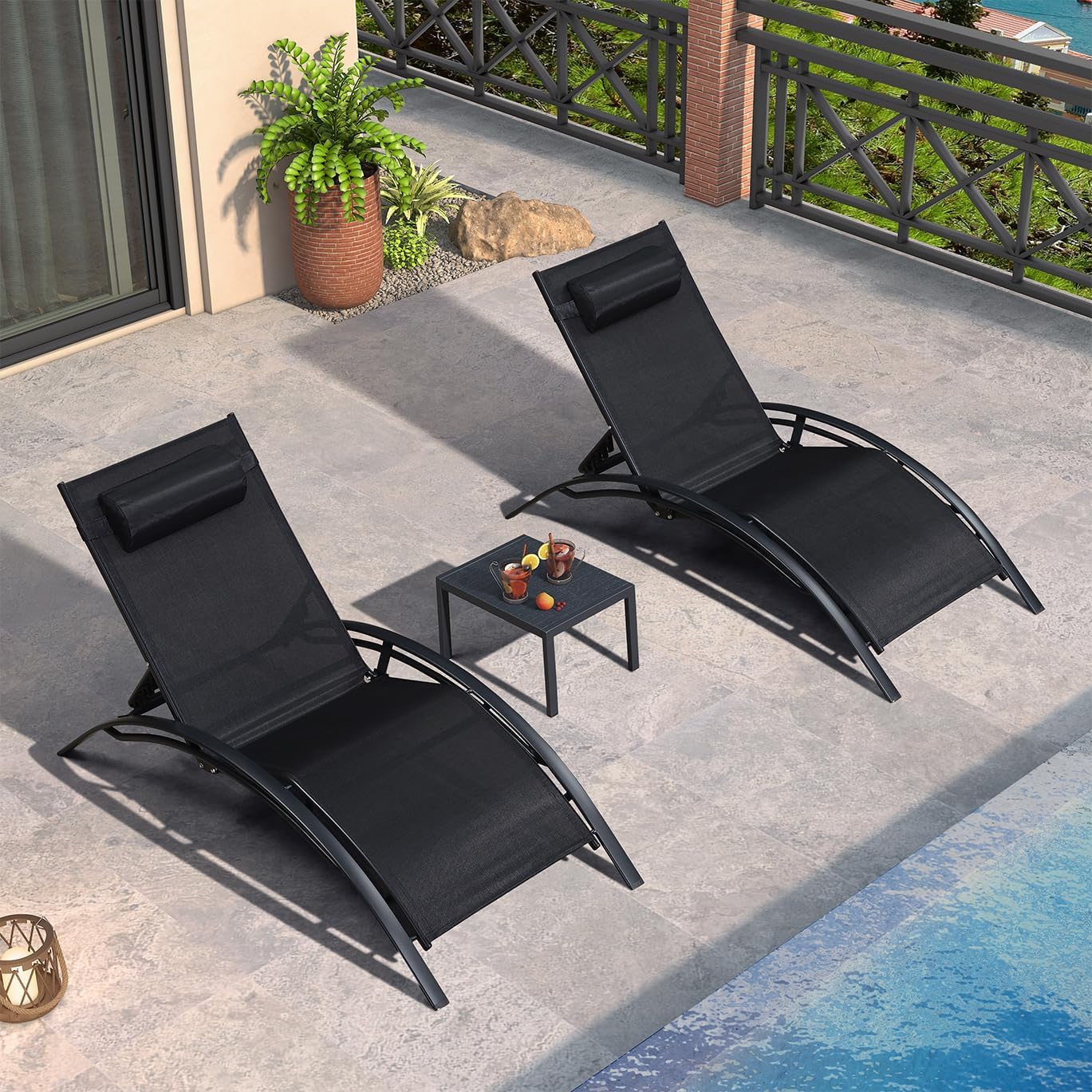 Pool Chaise Lounge Set of 3