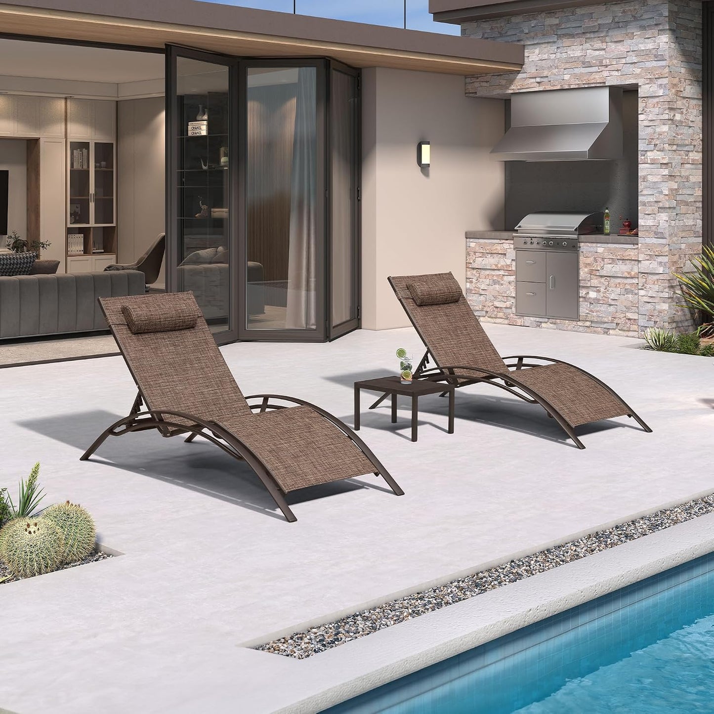 Pool Chaise Lounge Set of 3