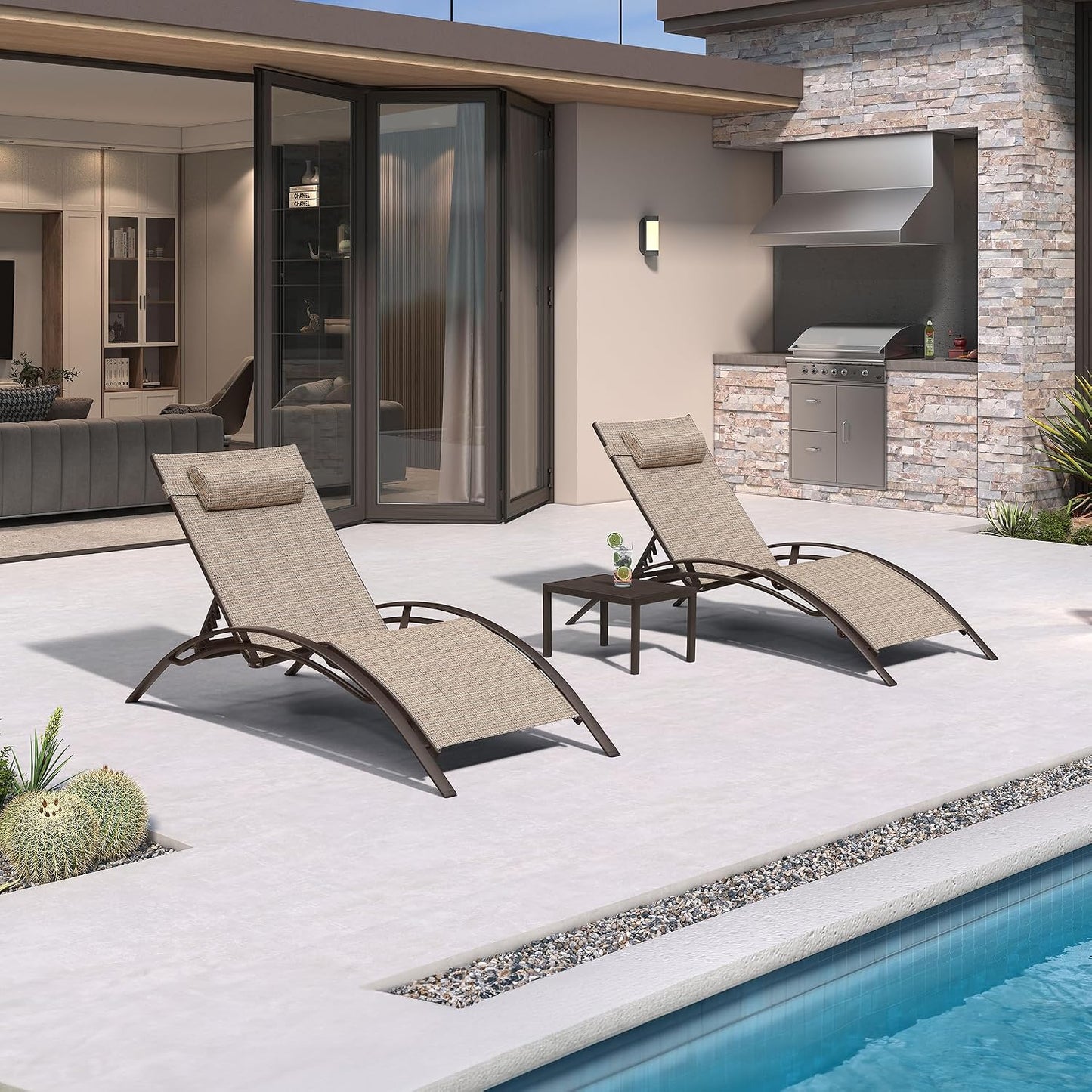 Pool Chaise Lounge Set of 3