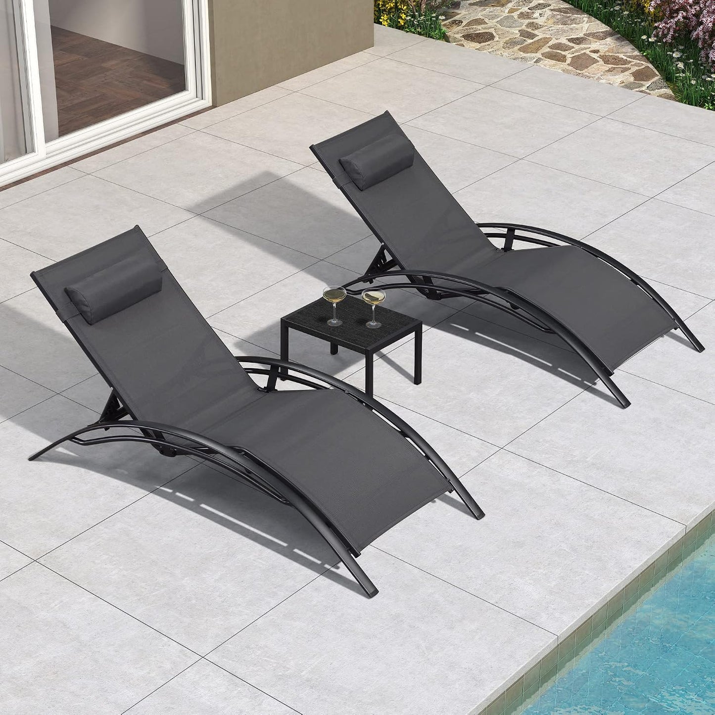 Pool Chaise Lounge Set of 3