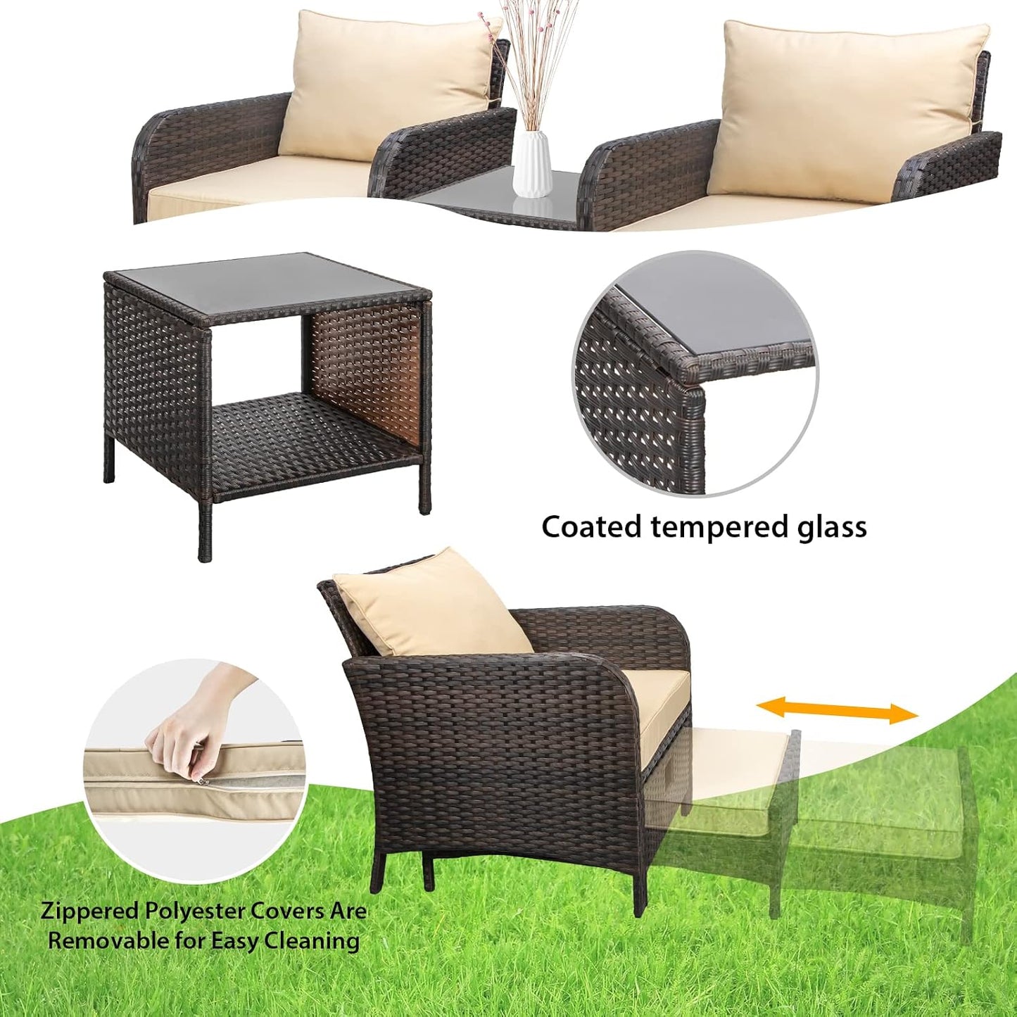 Balcony Furniture 5 Piece Patio Conversation Set