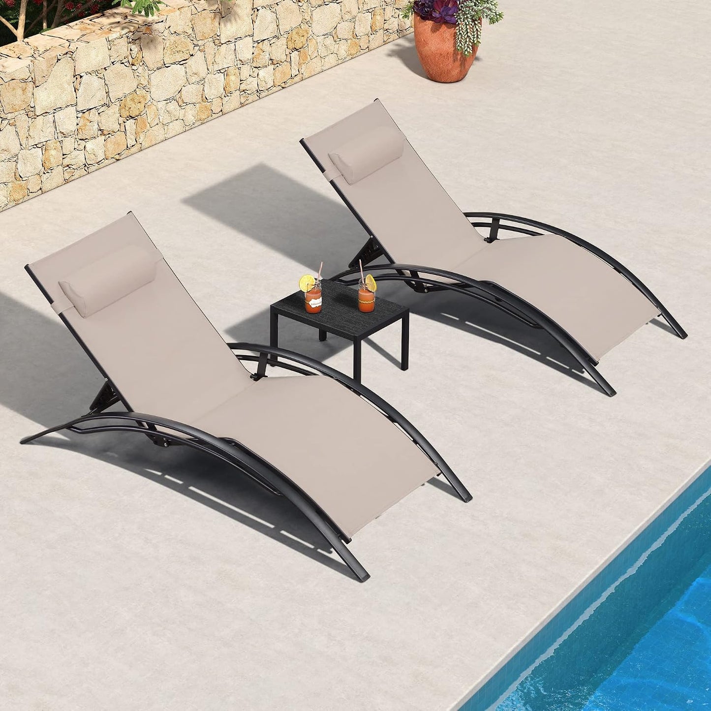 Pool Chaise Lounge Set of 3