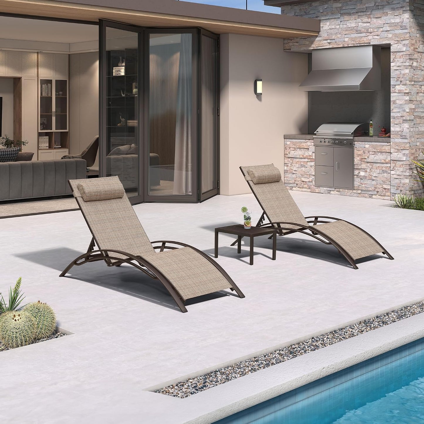 Pool Chaise Lounge Set of 3
