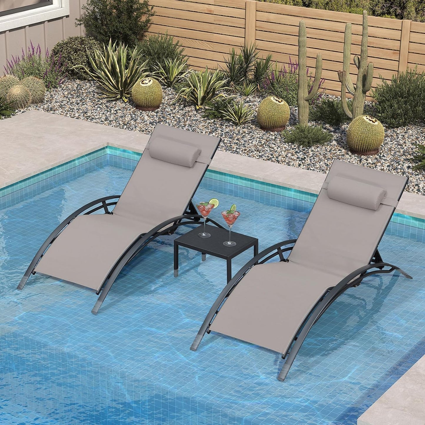 Pool Chaise Lounge Set of 3