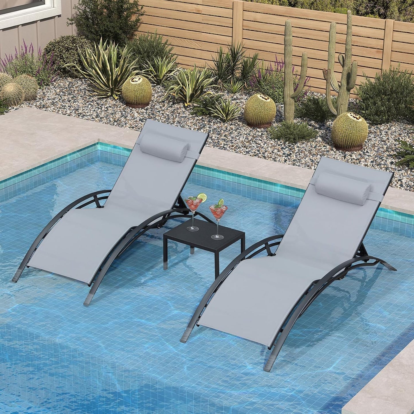 Pool Chaise Lounge Set of 3