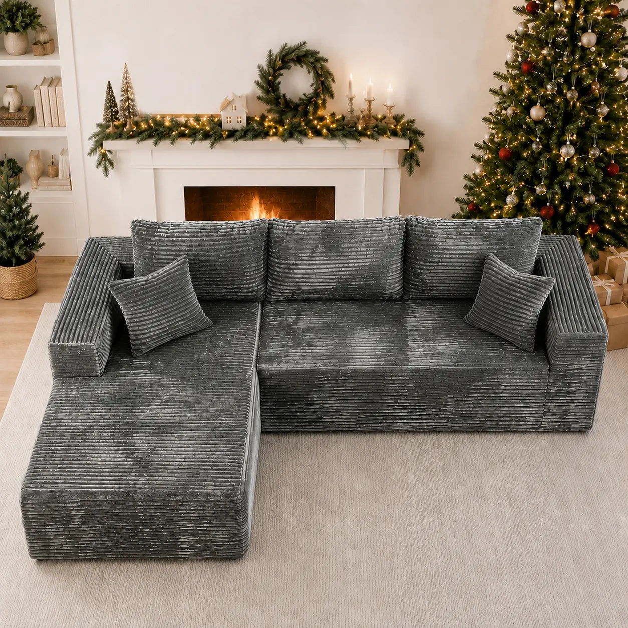 106" Large L Shape Modular Sectional Sofa with 49" Chaise