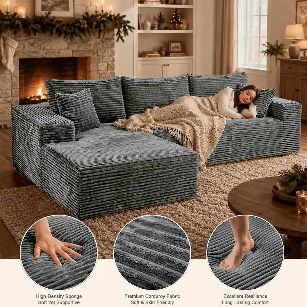 106" Large L Shape Modular Sectional Sofa with 49" Chaise