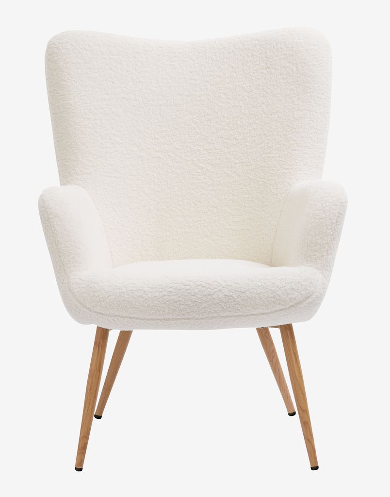 Armchair  off-white teddy/oak colour