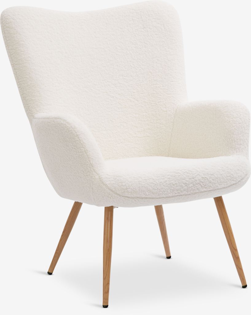 Armchair  off-white teddy/oak colour