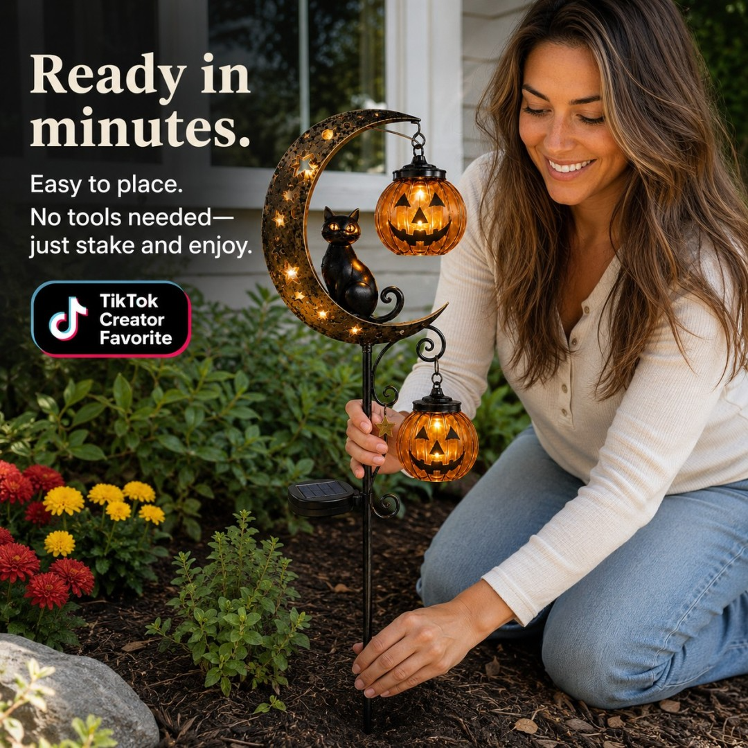 🎃Halloween Early Bird Special Sale 49% OFF-Pumpkin Moon Garden Stake Light-Buy 2 Free shipping