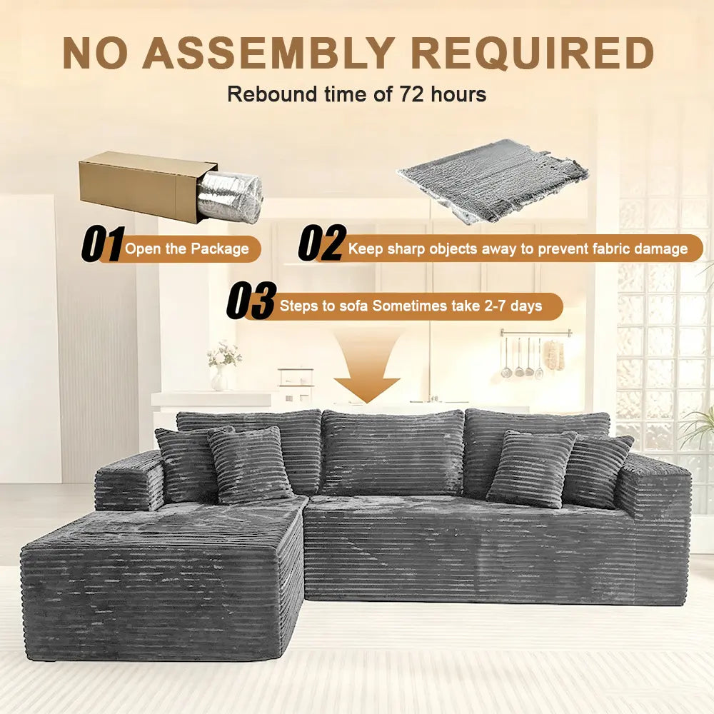 106" Large L Shape Modular Sectional Sofa with 49" Chaise